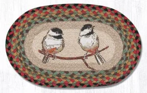 Set of 2 Braided Jute Oval Placemat/Trivet/Swatch. CHICKADEE. Earth Rugs.10"x15" - Picture 1 of 1