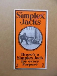 c.1930 Simplex Lifting Jack Tool Catalog Brochure Templeton Kenly & Co. Vintage - Picture 1 of 6