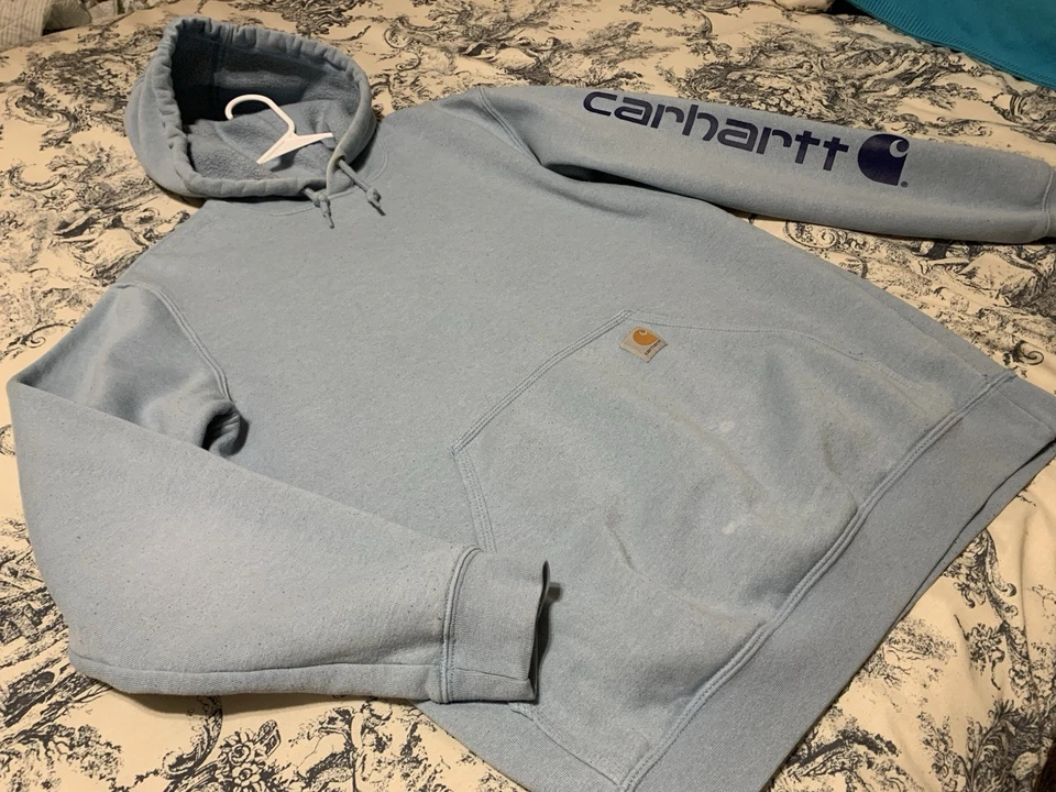 Sudadera con Capucha Carhartt Para Hombre Mediana Peso Medio Logo Manga Gráfica Azul Claro TS0228 Foto 1 de 4