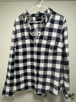 Harley Davidson tecido off white flanela feminina GG novo com etiquetas - Imagem 1 de 4