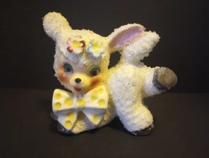 Anthropornophic Vintage Lamb Sheep Yellow Bow W/Tags/Marking Artnark Sugared - Picture 1 of 8