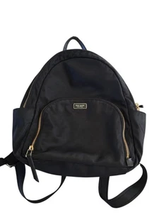 Kate Spade New York Black Nylon Backpack Gold Hardware Zipper Pockets - Picture 1 of 10