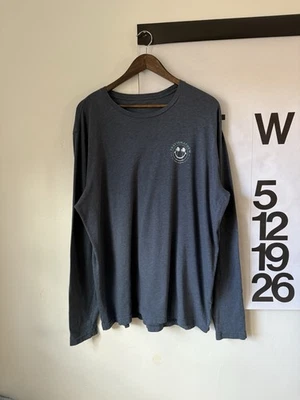 TravisMathew Life Of The Party Palm Smiley Long Sleeve Tee XL Blue Pima - Image 1 of 4