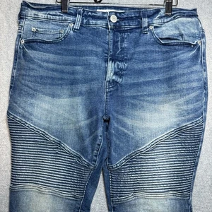 Pacsun Men’s Jeans 34x32 Stacked Skinny Blue Denim Jeans Distressed Grunge Y2K - Picture 1 of 10