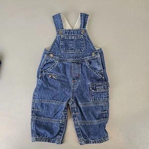 Vintage Faded Glory Boys Denim Overalls Size 3-6 Months Infant Slugger Baseball - Picture 1 of 9