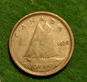 1938 Canadian Silver Dime – Early King George VI • Pre-WWII Era Coin - Picture 1 of 3