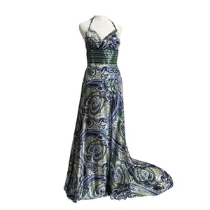 Jovani Woman's  Y2K Silk Halter Multicolored Prom Dress Size 8 - Picture 1 of 15