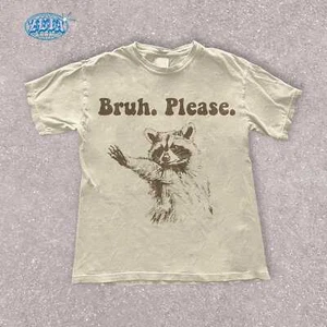 Vintage Raccoon Graphic Tee Funny Retro Aesthetic Shirt Ironic Trendy Gift - Picture 1 of 10