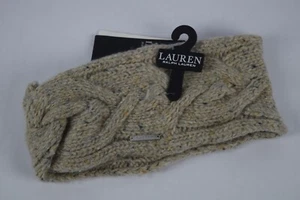 NWT Womens Polo Ralph Lauren Cable Knit Tan Wool Blend Earband O/S winter snow - Picture 1 of 7