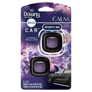 Febreze Car Vent Clip Air Freshener, Downy Calm Scent, 2 Count, 0.07 fl oz Each - Picture 1 of 15