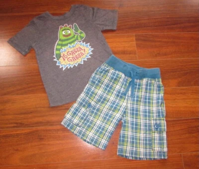 ANTIGUO AZUL MARINO Y GYMBOREE ~ Niño 5T ~ ¡DE COLECCIÓN Y2K! Camisa y pantalones cortos Yo Gabba Gabba c23 Foto 1 de 4