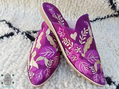 Moroccan babouche Moroccan slippers emboidered mule women slip ons backless shoe - Image 1 of 4