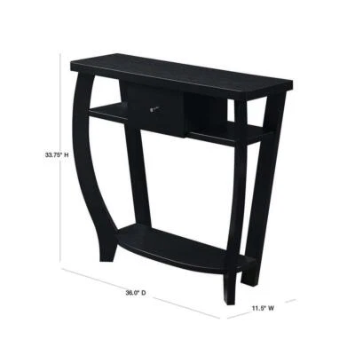 Mesa Consola Convenience Concepts 33.75" H X 36" L, Marco Rectangular Madera Negro Foto 1 de 4