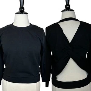 Hudson Open Back Twist Frottee Strick Sweatshirt Damen Large Neu mit Etikett Baumwolle - Bild 1 von 10
