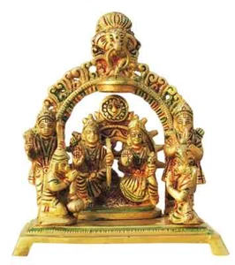 Brass Ram Darbar Murti Rama Sita Lakshman Hanuman Statue Hindu Religious 6.5 In - Picture 1 of 4