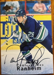 1995-96 Be A Player Autographs Paul Ranheim #S87 Hartford Whalers - Picture 1 of 2