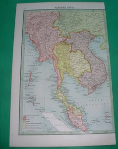 1912 ORIGINAL KARTE THAILAND SIAM VIETNAM SINGAPUR LAOS MALAYSIA KAMBODSCHA MELAKA - Bild 1 von 10