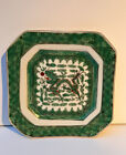 OLD CHINESE FAMILLE VERT CHINESE PORCELAIN HEXHAGONAL DRAGON PLATE GREEN