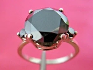 3.37ctw REAL BLACK DIAMOND RING *3 DIA'S* FREE DIAMOND TESTER,CERTIFICATE,SIZE 8 - Picture 1 of 12