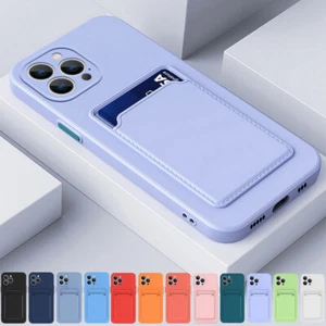 Case For iPhone 15 14 13 12 Pro Max 11 XR X 8 Credit Card Holder TPU Phone Cover - Picture 1 of 24