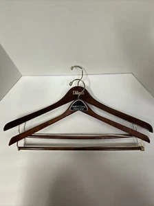 2 Dillard's and Meier & Frank Wooden Dark Wood Clothes Hangers Suit Pant Shirt - Picture 1 of 7