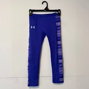 Under Armour Girls Active Leggings Pants Size 6X Violet Striped Athletic Joggers - Picture 1 of 7