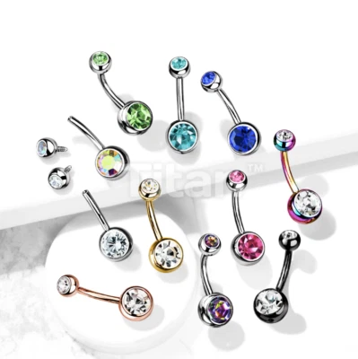 Joyería de ombligo redondo circonita transparente Foto 1 de 2