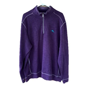 Tommy Bahama Men’s XL Purple Quarter Zip Long Sleeve Pullover Sweatshirt Fall - Picture 1 of 8