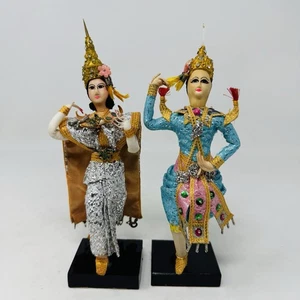 Thailand Dancers Couple M.R. DOLLS 2 Dolls Travel Souvenir Thailand Vintage - Picture 1 of 12