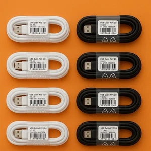 8x USB TYP C Schnell Turbo Ladekabel Datenkabel Kabel Schwarz Weiß Typ A - Typ C - Bild 1 von 7