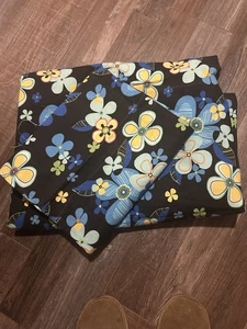 New  3yrds Est Cotton Blue Floral Heavy Denim Fabric  45” Hippie 2pcs - Picture 1 of 3