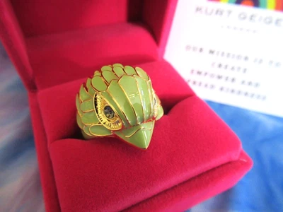 Anillo Kurt Geiger London Auténtico Esmalte Verde Claro Cóctel Cabeza de Águila Talla 7 Foto 1 de 4