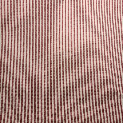 Vintage Waverly Ivy League Crimson Brick Red Beige Striped Cotton Fabric Remnant - Image 1 of 4