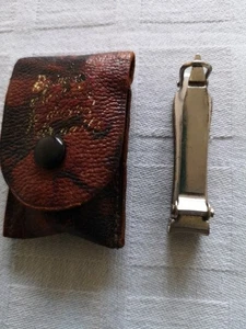 Early Style Nail Clippers In Leather Pouch - Picture 1 of 4