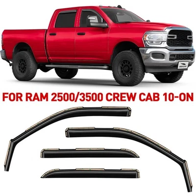 Protectores de lluvia viseras de ventilación para Dodge Ram 2500/3500 2011-2025 doble cabina Foto 1 de 4