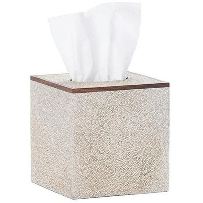 Caja de pañuelos de imitación Shagreen Pigeon & Poodle Manchester (plata cálida) Foto 1 de 3