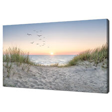Sunset Over Sand Dunes On The Beach Canvas Print Picture Wall Art Home Decor