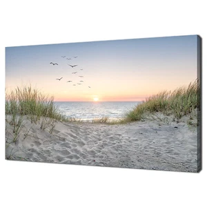 Sunset Over Sand Dunes On The Beach Canvas Print Picture Wall Art Home Decor - Picture 1 of 7