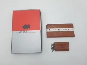 Black Buffalo Large Brown Purse & Keyholder Genuine Cow Hide Leather In Box Gift - Picture 1 of 11