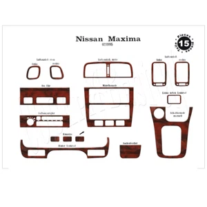 Nissan Maxima 1995-2000 15Pcs Fit Interior Dash Trim Cover Kit Wood - Foto 1 di 14