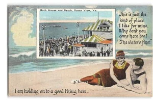Bath House & Beach OCEAN VIEW, VA Virginia 1920er Chessler antike Postkarte - Bild 1 von 2