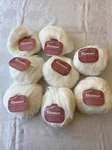 NEW 8 Mary Maxim 40g Balls Shimmer Nylon Blend- White - Picture 1 of 5