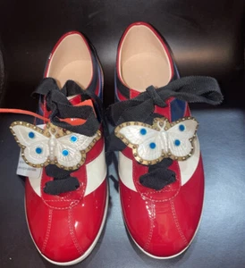 AUTÉNTICAS ZAPATILLAS ROJAS GUCCI FALACER MARIPOSA CHAROL PARTE SUPERIOR BAJA US-6.5 NUEVAS - Imagen 1 de 8