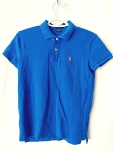 Polo Ralph Lauren Boys Polo Shirt Blue with Orange Horse Logo Short Slv S #12829 - Picture 1 of 5