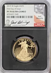 2019-W 1/2 oz. Gold Eagle First Day of Issue NGC PF70 UCAM J.Iskowitz Autograph - Picture 1 of 2