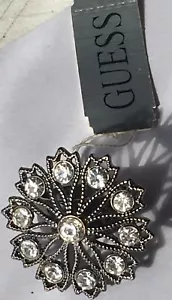 Nuevo con etiquetas Guess Acabado de Metal Negro-Estrás Transparente, Elegante Anillo de Trabajo Abierto, Talla 7 - Imagen 1 de 4