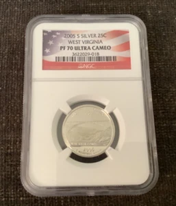 SILVER NGC Proof PF 70 Ultra Cameo 2005-s W. VIRGINIA U.S FLAG State Quarter - Picture 1 of 6