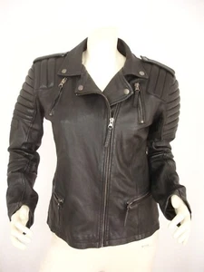 SMUKFEST BLACK SHEEP LEATHER ZIP FRONT LONG SLEEVE MOTORCYCLE JACKET WOMEN'S 40 - Picture 1 of 12