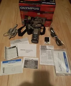 Olympus Camedia C-2100 2.1MP Digital Camera Silver W/ SM Card In Box Tested - Picture 1 of 16