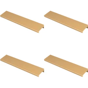 4er-Pack Quadratische Kante Finger Zug Griff Satin Messing 200 mm schmale Schrank Schublade - Bild 1 von 2